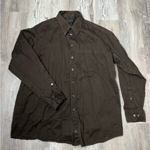 Perry Ellis Portfolio Brown 100% Supima Cotton Dress Shirt Mens Size 17 34/35